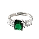 Brass Pave Cubic Zirconia Cuff Open Rings(CU-CBA5C10-11P)-4