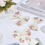 3Pcs 3 Styles Bowknot Polyester Hair Barrettes, with Iron Clips, for Women Girls, Floral White, 105~205x140~145x27~28mm, 1pc/style(PHAR-LP0002-41)