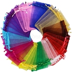 Organza DIY Craft Drawstring Bag, for Valentine Birthday Wedding Party Candy Wrapping, Mixed Color, 9x7cm(PW-WG52D1B-39)