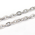 Tarnish Resistant 304 Stainless Steel Cable Chains, Flat Oval, Unwelded, Stainless Steel Color, 5x3.5x1mm(CHS-L001-57-1mm)