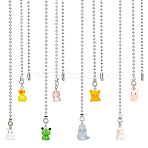 8Pcs 8 Styles Animal Theme Resin Charms Ceiling Fan Pull Chain Extenders, with Iron Ball Chain, Mixed Color, 335~345mm, 1pc/style(AJEW-DC00004)