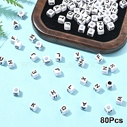 Acrylic Horizontal Hole Letter Beads, with Enamel, Cube, Letter, 6x6x6mm, Hole: 3.2mm(OACR-YW0002-08)