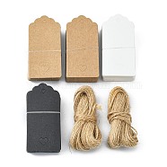 Jewelry Display Paper Price Tags, with Jute Twine Set, Mixed Color, 95x45mm(CDIS-WH0001-01)