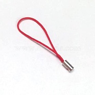 Mobile Phone Strap, Colorful DIY Cell Phone Straps, Nylon Cord Loop with Alloy Ends, Red, 50~60mm(SCW008)