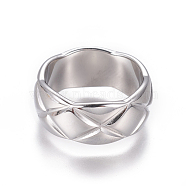 304 Stainless Steel Finger Rings, Wide Band Rings, Stainless Steel Color, Size 6~10, 16~20mm(RJEW-F098-01P)