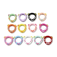 Spray Painted Alloy Spring Gate Rings, Ring with Tiger Ears, Mixed Color, 27.5x27x4mm(FIND-M008-03)