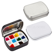 Elite 3 Sets 3 Colors Iron Watercolor Paints & Nail Polish Tins Storage Box, with Plastic 12 Grids, for Nail Art Decoration, Art Painting Paints Storage Container, Mixed Color, 6.2x5x1.7cm, Compartments: 12x11mm, 1 set/color(AJEW-PH0011-08)