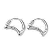 316 Surgical Stainless Steel Hoop Earrings for Women, Stainless Steel Color, Moon, 15x18.5mm(EJEW-P274-18A-P)