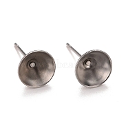 304 Stainless Steel Post Stud Earring Settings, for Pointed Back Chaton Rhinestone, Stainless Steel Color, 8mm, Pin: 0.7mm(STAS-L238-082F-P)