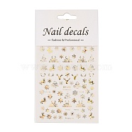 PET Christmas Laser Nail Art  Sticker, Self-adhesive, 3D Design, For Nail Tips Decorations, Mixed Christmas Theme Pattern, Gold, 10.4x8x0.02cm(MRMJ-B003-08G)