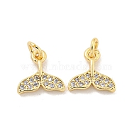Brass Micro Pave Clear Cubic Zirconia Charms, Fish, 10x10x2mm, Hole: 2.5mm(KK-Z044-14C)