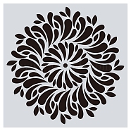 Flower Pattern Eco-Friendly PET Plastic Hollow Painting Silhouette Stencil, DIY Drawing Template Graffiti Stencils, Square, White, 15x15cm(DRAW-PW0008-02H)