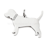 304 Stainless Steel Pendants, with Jump Ring and Glitter, Stamping Blank Tag, Dog Charm, Stainless Steel Color, 21.5x30.5x1mm, Hole: 4mm(X-STAS-E205-09P)