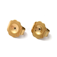 Ion Plating(IP) 304 Stainless Steel Friction Ear Nuts, Real 18K Gold Plated, 9.5x10x4.5mm, Hole: 1mm(STAS-E192-14G)
