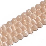 Cat Eye Beads Strands, Round, BurlyWood, 6mm, Hole: 1mm, about 66pcs/strand, 14 inch(CE-R002-6mm-23)