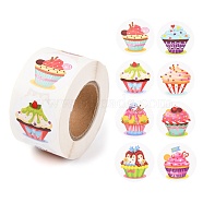 8 Styles Birthday Theme Paper Stickers, Self Adhesive Roll Sticker Labels, for Envelopes, Bubble Mailers and Bags, Flat Round, Cake Pattern, 3.8cm, about 500pcs/roll(X-DIY-L051-005B)