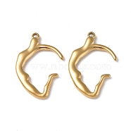 Ion Plating(IP) 304 Stainless Steel Pendants, Real 18K Gold Plated, 31x21x3mm, Hole: 1.6mm(STAS-C066-28G)
