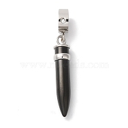 304 Stainless Steel European Dangle Charms, Bullet Shaped Large Hole Pendants, Black, 39.5mm, Hole: 5mm, Pendant: 29x6x6mm(STAS-Z075-36EB)