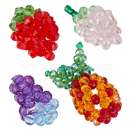 4Pcs 4 Styles Glass Woven Beads, 3D Fruits, Mixed Shapes, 26~30x15.5~27x14.5~24mm, Hole: 2~6x2~5mm, 1pc/style(GLAA-FH0001-83)