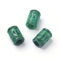 Natural Myanmar Jade/Burmese Jade European Beads, Large Hole Beads, Dyed, Column, 14x10mm, Hole: 5mm(G-E418-28)