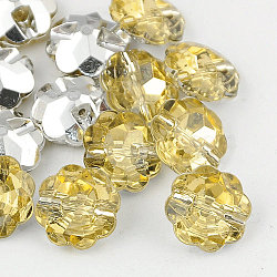 (Holiday Stock-Up Sale)Taiwan Acrylic Rhinestone Buttons, Faceted, 1-Hole, Flower, Light Khaki, 15x7mm, Hole: 1mm(BUTT-F021-15mm-33)