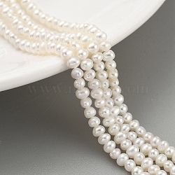 Natural Cultured Freshwater Pearl Beads Strands, Potato, Floral White, 2.8~3.2mm, Hole: 0.5mm, about 70pcs/strand, 7.68 inch(19.5cm)(PEAR-C003-11D)