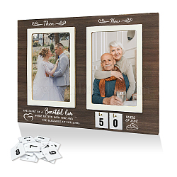 Anniversary Rectangle Wood Photo Frames, with Acrylic Windows and Hemp Rope, Word, 220x300mm(DJEW-WH0057-005)