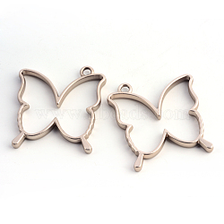 Matte Style Rack Plating Alloy Butterfly Open Back Bezel Pendants, For DIY UV Resin, Epoxy Resin, Pressed Flower Jewelry, Cadmium Free & Nickel Free & Lead Free, Coffee Golden, 35x32x3.5mm, Hole: 3mm(PALLOY-S047-34A-FF)