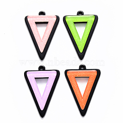Cellulose Acetate(Resin) Pendants, with Glitter Powder, Triangle, Mixed Color, 35x23.5x4mm, Hole: 1.6mm(KY-R017-18)