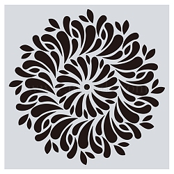 Flower Pattern Eco-Friendly PET Plastic Hollow Painting Silhouette Stencil, DIY Drawing Template Graffiti Stencils, Square, White, 15x15cm(DRAW-PW0008-02H)