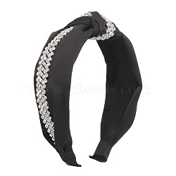 Hair Accessories, Cloth Bands, with Claw Chains, Broadbrimmed, Black, 170x140x50mm(OHAR-PW0001-186)