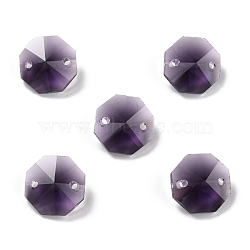 Electroplate Glass Links Connectors, Faceted, for Chandelier Prism Beads Chain, DIY Craft Jewelry Decoration, Octagon, Dark Orchid, 14x14x7.5mm, Hole: 1.6mm(EGLA-I014-01F)