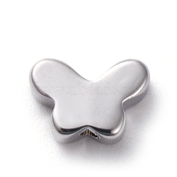 Brass Beads, Long-Lasting Plated, Butterfly, Real Platinum Plated, 5x7x2.5mm, Hole: 1mm(ZIRC-G160-02P)