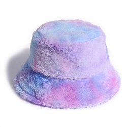 Faux Rabbit Fur Winter Bucket Hat, Soft Warm Hat for Women, Lilac, 27~30x23cm(COHT-PW0001-25D)