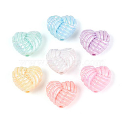Opaque Acrylic Beads, Heart, AB Color Plated, Mixed Color, 20x22x11.5mm, Hole: 2.8mm(X-OACR-N150-01)