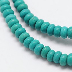 Dyed Synthetical Turquoise Rondelle Bead Strand, 6x4mm, Hole: 1mm, about 95pcs/srtand, 15.7 inch(G-P083-6mm-84J)