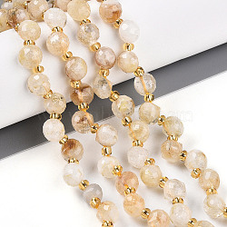 Natural Yellow Quartz Beads Strands, with Seed Beads, Faceted, Teardrop, 6~7x5~6.5mm, Hole: 0.9mm, about 49~57pcs/strand, 13.58~14.96''(34.5~38cm), Seed Beads: 3x2mm(G-T141-47)