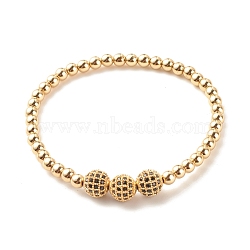 Synthetic Hematite Round Beaded Stretch Bracelet with Cubic Zirconia, Gemstone Jewelry for Women, Golden, Inner Diameter: 2-1/4 inch(5.7cm)(BJEW-JB07798-01)
