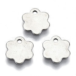 Non-Tarnish 201 Stainless Steel Charms, Stamping Blank Tag, Laser Cut, Flower, Stainless Steel Color, 9x8x0.8mm, Hole: 1.2mm(STAS-R116-060)