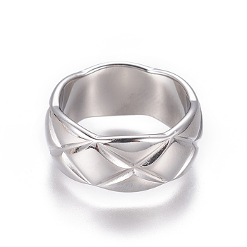 304 Stainless Steel Finger Rings, Wide Band Rings, Stainless Steel Color, Size 6~10, 16~20mm