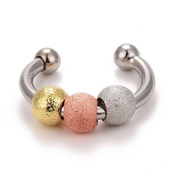 Brass Rotating Beaded Cuff Ring, Lucky Open Ring for Women, Mixed Color, US Size 9(18.9mm)