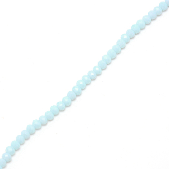 Facted Rondelle Glass Beads, Light Blue, 4.5x3.5mm, Hole: 1mm, about 143pcs/strand, 19.69 inch(50cm)