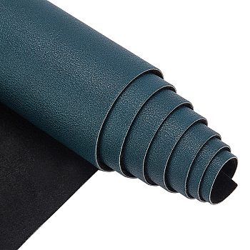 Imitation Leather Fabric, for Garment Accessories, Teal, 135x30x0.12cm