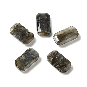 Natural Labradorite Cabochons, Faceted Rectangle, 15x8x4mm