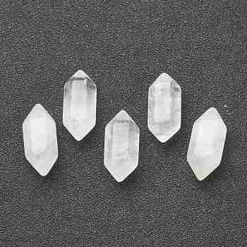 Faceted No Hole Natural Quartz Crystal Beads, Healing Stones, Reiki Energy Balancing Meditation Therapy Wand, Double Terminated Point, for Wire Wrapped Pendants Making, 19~22x7~8mm