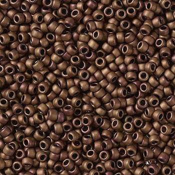 TOHO Round Seed Beads, Japanese Seed Beads, (618) Opaque Frosted Pastel Mudbrick, 15/0, 1.5mm, Hole: 0.7mm, about 3000pcs/10g