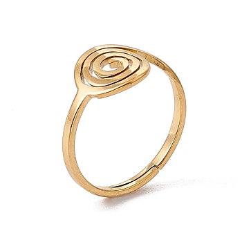 Ion Plating(IP) 201 Stainless Steel Vortex Adjustable Ring for Women, Real 18K Gold Plated, US Size 6 1/2(16.9mm)