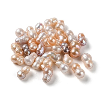 Natural Keshi Pearl Cultured Freshwater Pearl Beads, Baroque Pearls, Undrilled/No Hole, Gourd, Antique White, 12~17x7.5~10.5mm