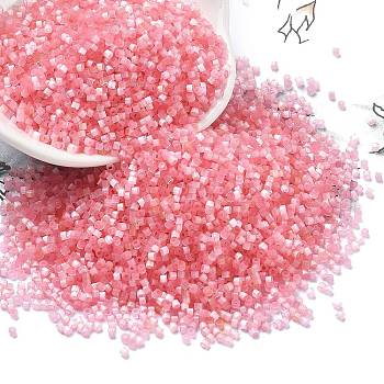Imitation Cat Eyes Glass Seed Beads, Dyed, Cylinder, Pale Violet Red, 1.6x1.3mm, Hole: 0.8mm, about 1333pcs/10g