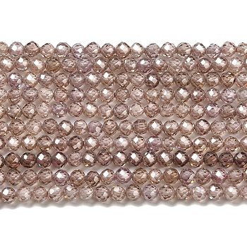 Cubic Zirconia Bead Strands, Faceted Rondelle, Camel, 3mm, Hole: 0.6mm, about 131pcs/strand, 15.16 inch(38.5cm)